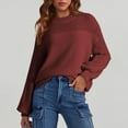 thumbnail image 4 of Alkepwun Women's Casual Sweaters Loose Crewneck Knit Solid Color Pullover Sweater Jumper Tops with Lantern Sleeves, 4 of 5