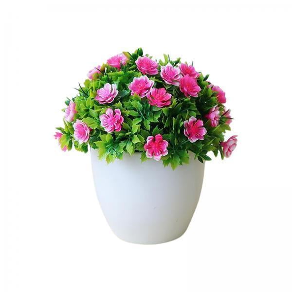 Tnarru 4x Artificial Flowers with Vase, Flowers in Pot Flower