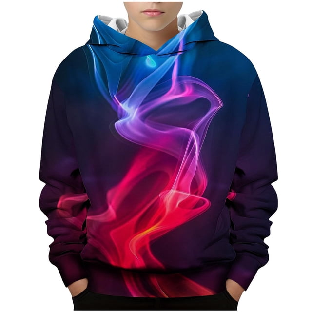 Zwiiyzr 2025 4-14 Ans Sweat à Capuche Garçon Manches Longues T-Shirt Imprimé Col Rond Noir
