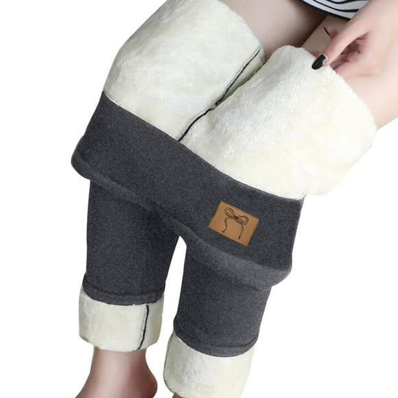 DHFJKG Winter Tights For Women Fuzzy Lining Opaque Leggings Solid Color High Waist Stretchy Thermal Base Layer Long Pants Insulated Stylish Trousers