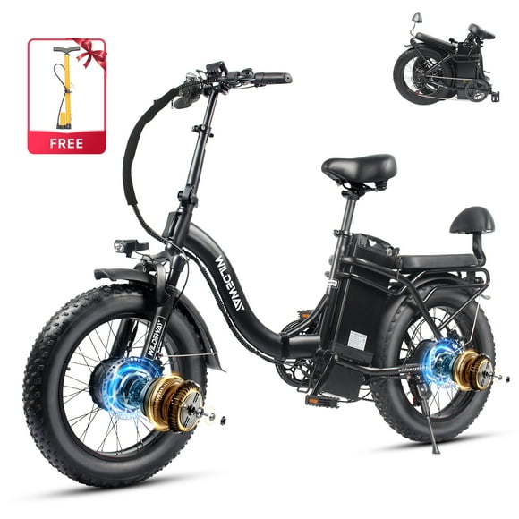 Wildeway SummitX Vélo de Montagne Pliant à Deux Moteurs 2000W pour Adulte, UL2849 Batterie Amovible 48V 32AH Vélo Électrique Pneus Larges 20X4" jusqu'à 28 Mph et 90 Miles hors Route Freins à Disque Hydrauliques Doubles