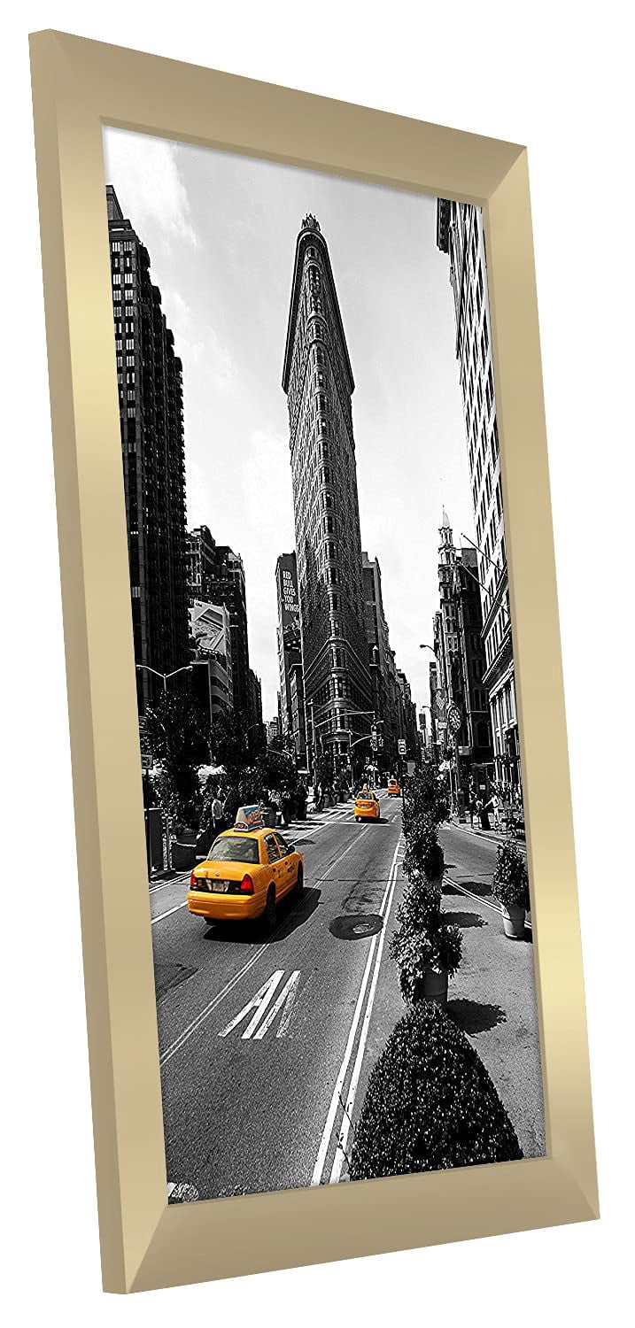 Americanflat 11x17 Picture Frame, MDF wood and shatter-resistant glass, portrait and landscape display, Gold