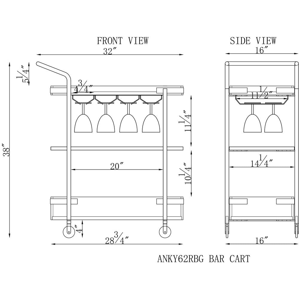 Alaterre Kyra 32"L Oak and Metal Bar Cart
