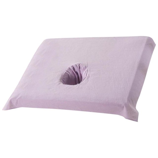 Dalazy Housse de Demi-Table de SPA en Coton Confortable Salon de Beauté Lit Trou pour le Visage Serviette Bleu Neige 50x70cm 1Ensemble