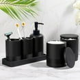 thumbnail image 2 of Bathroom Accessories Set, 6-Piece Bathroom Accessory Set, Toothbrush Holders Set, Soap Dispenser, Vanity Tray, Tumbler, Cotton Swab Jars, Bathroom Organizer for Modern Bathrooms(Matte Black), 2 of 14