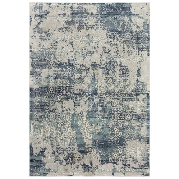 Gatney Rugs Midtown Area Rug CHS107 Gray/Teal Rings Petals 5' 3" x 7' 6" Rectangle
