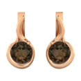 thumbnail image 1 of Boucles d'Oreilles pour Femmes en Vermeil Rose Argenté 925 avec Fermoir Anglais en Quartz Fumé Rond de 5mm, 1 of 4