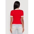 thumbnail image 5 of Women's Contrast Trim Cable Knit Sweater Polo, 5 of 5