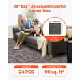 thumbnail image 2 of VEVOR Carpet Tiles Reusable 24x24 inch 24 PCS Modular Rug Soft Padded Gray Brown, 2 of 9