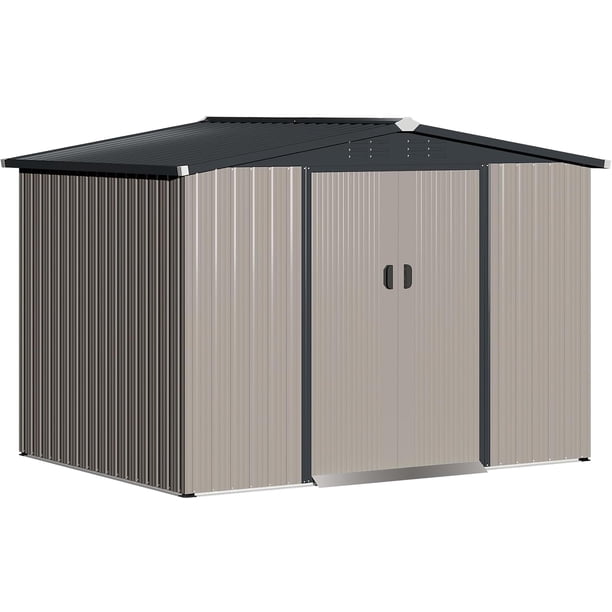 AECOJOY 8 x 6 FT Outdoor Storage Shed with Lockable Door, Metal