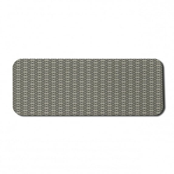 Moroccan Computer Mouse Pad, Classic Continuous Floral Autumnal Floral Geometric Motifs Pattern, Rectangle Non-Slip Rubber Mousepad Large, 31" x 12" Gaming Size, Eggshell Charcoal Grey, by Ambesonne