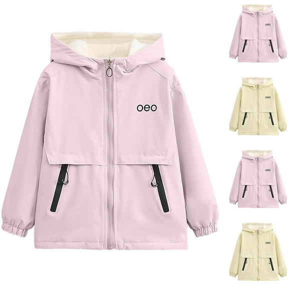 Eltusu Girls Waterproof Jackets, 2 Pieces Solid Color Thermal Windproof Winter Outerwear Pink Size 10-12 T