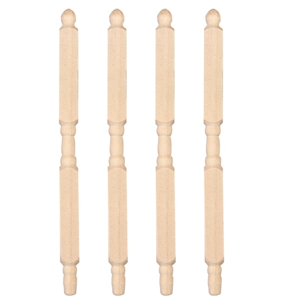 GOOHOCHY 4 piezas de accesorios para escaleras de casa de muñecas, muebles en miniatura, mini pilares de madera, postes de barandilla para escaleras.