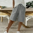 thumbnail image 4 of SELONE Work Shorts for Women Gray Mid Waist Plus Size Lounge Pants Bermuda Trousers Loose Casual Trendy Pants Pull on Solid Soft Short Length Lightweight Comfortable M Breathable Summer Clothes, 4 of 8