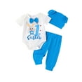 thumbnail image 2 of Elippeo My First Easter Baby Girl Boy Outfit Bunny Romper Bodysuit Pants Bunny Ear Hat 0 3 6 9 12 18 Months Summer Clothes Set, 2 of 10