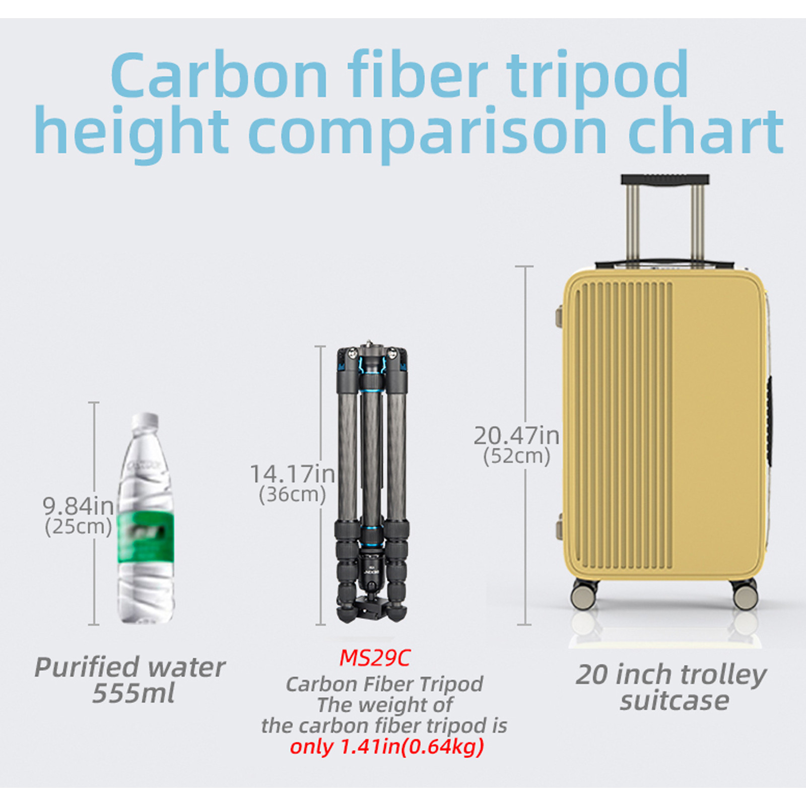 153cm Carbon Fiber Tripod Set with 360° Panoramic Head for DSLR Camera and Smartphone – Portable Travel Tripod with Monopod Conversion & Dual Center Column