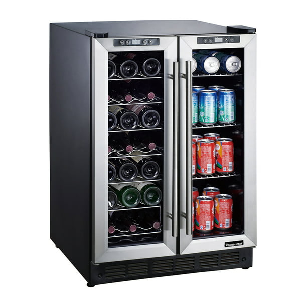 Magic Chef 24-In. French Door Wine and Beverage Cooler with Dual-Zone
