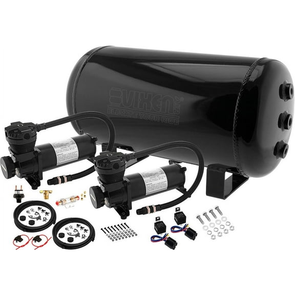 Vixen Air Suspension Kit for Truck/Car Bag/Air Ride/Spring. On Board System- Dual 200psi Compressor, 6 Gallon Aluminum Tank. For Boat Lift,Towing,Lowering,Load Leveling,Bags,Train Horn VXO4852DAB