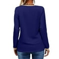 thumbnail image 2 of Long Sleeve Women's V-neck Slim T-shirt Color Block Casual Tops, 2 of 4
