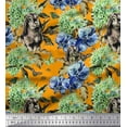 thumbnail image 1 of Soimoi Viscose Chiffon Fabric Rabbit,Lilac & Pansy Floral Printed Fabric 1 Yard 42 Inch Wide, 1 of 1