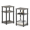 thumbnail image 1 of Mesa auxiliar Furinno Just de 3 niveles, tubo torneado, roble francés, gris/negro, 1 of 5