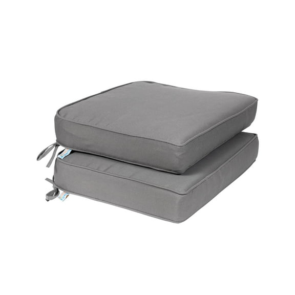 Island Retreat All-Weather Outdoor Solid Color Seat Cushion - Slate Grey - Set of 2