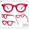 thumbnail image 2 of Cute Retro Super Thick Bevel Horn Rim Round Nerdy Hipster Sunglasses Red, 2 of 8