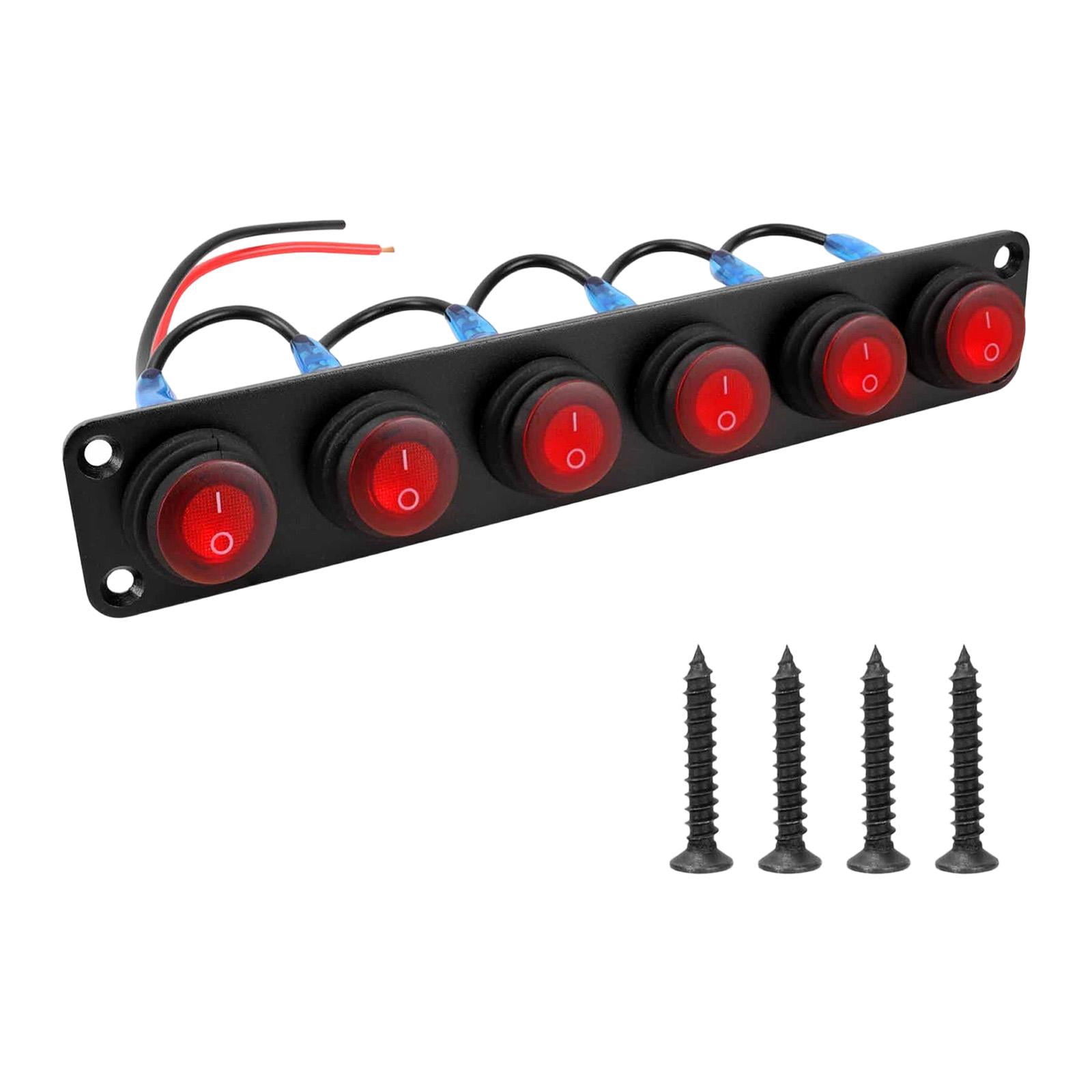 Panel De 6 Interruptores Basculantes Para Offroad Y Camión | 12V-24V, IP66, Color Rojo, FXC