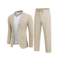 thumbnail image 3 of COOFANDY Men's 2 Piece Linen Blended Suits Set Regular Fit Casual Lightweight Cotton Linen Beach Wedding Blazer and Pants, 3 of 6