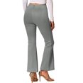 thumbnail image 3 of Pantalones Flare Sólidos de Mujer INSPIRE CHIC con Cremallera Lateral Oculta de Suede Sintético Color Gris, 3 of 5