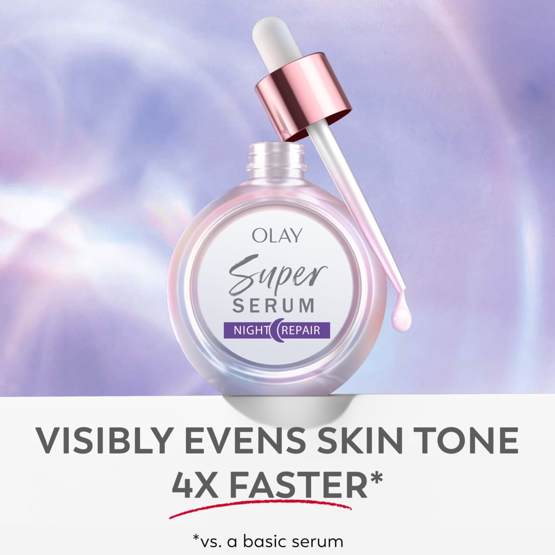 Olay Super Serum Night Repair 5-in-1 Lightweight Skin Cell Renewing Face Serum, 1.0 fl oz Wrinkle Correcting Skin Care Treatment with Salicylic Acid, Niacinamide, Lactic Acid, Glycerin, Peptide