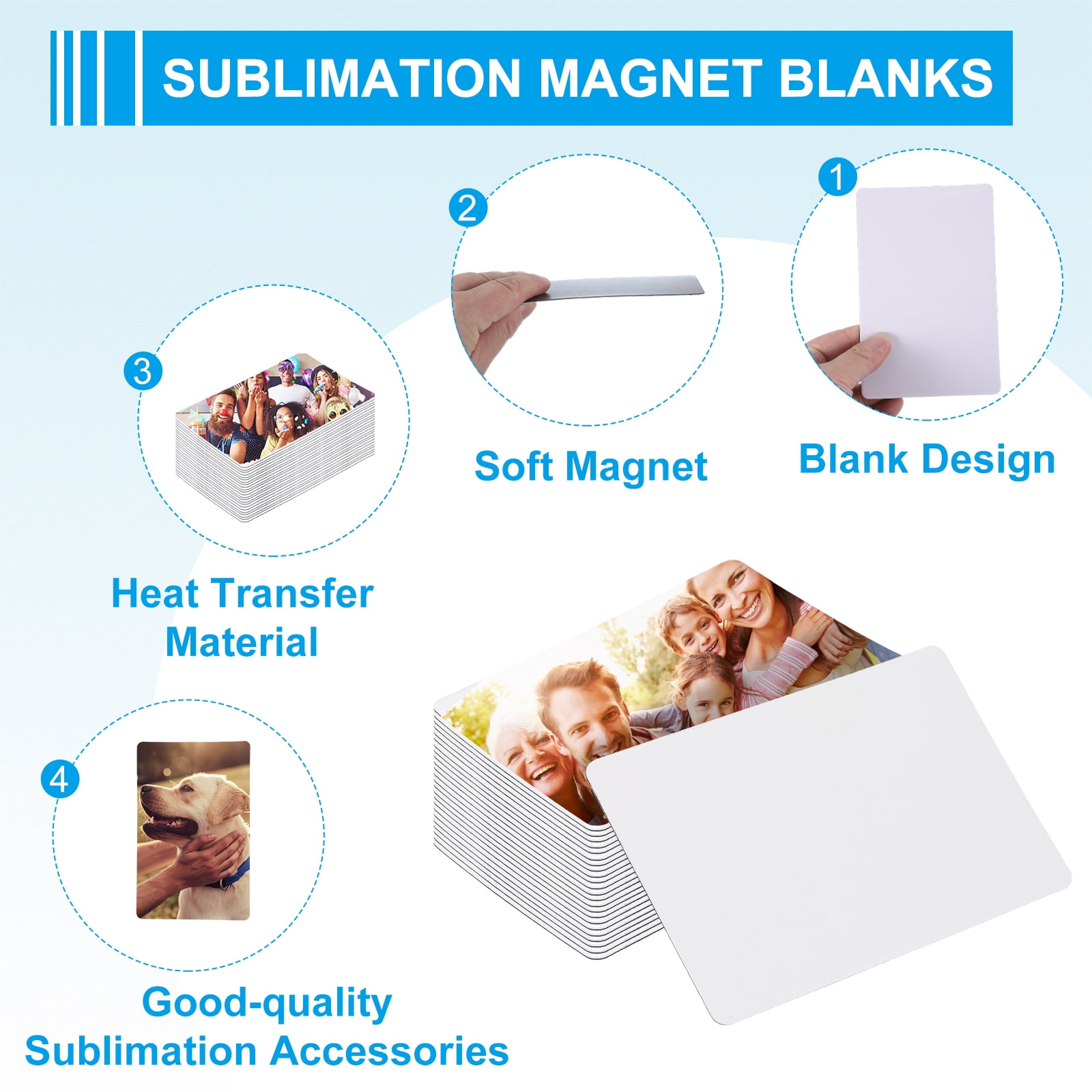 Uxcell 2.6" Sublimation Magnet Blanks, 30 Pcs Sublimation Blanks Products Personalized Refrigerator Magnets for Kitchen Fridge Home Decor, Round