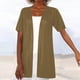 thumbnail image 2 of Sudadera con capucha para mujer,Cárdigan de lino para mujer, manga corta, informal, mezcla de poliéster, para uso diario y en casa, sopatenor, 2 of 7