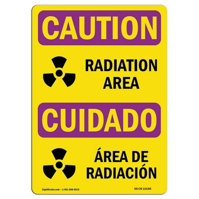 SignMission OS-CR-A-1824-L-10184 18 x 24 in. OSHA Caution Radiation Sign - Radiation Area with Symbol