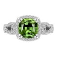 thumbnail image 2 of Dazzlingrock Collection 7mm Cushion Peridot & Round White Diamond Halo Split Shank Engagement Ring for Women (0.25 ctw, Color I-J, Clarity I1-I2) in 18K White Gold, Size 4, 2 of 5