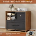 thumbnail image 4 of 63" L Shaped Executive Desk with Mobile File Cabinet, Modern Corner Computer Desk with Power Outlets, Desk Business Workstation Set, Walnut, 4 of 9