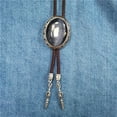 thumbnail image 5 of Mens Adjustable Braided Cord Bolotie Necktie with Oval Shape Stone Pendant Shirt Collar Chain Western Jewelry Necklace, 5 of 9