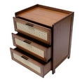 thumbnail image 6 of 3 Drawer Dresser Natural Bamboo Nightstand Mid Century End Table Cabinets Storage Corner Bedside Table for Bedroom,Living Room,Entryway, Dark, 6 of 7