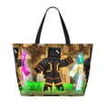 thumbnail image 2 of Zufioo Roblox Print Large Capacity Beach Travel Bag, Zippered Pocket Foldable Hand-held Shoulder Beach Bag, 2 of 7