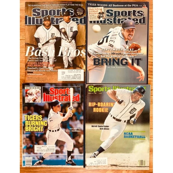 4 Detroit Tigers Sports Illustrated magazines Kirk Gibson Justin Verlander Miguel Cabrera Alan Trammell