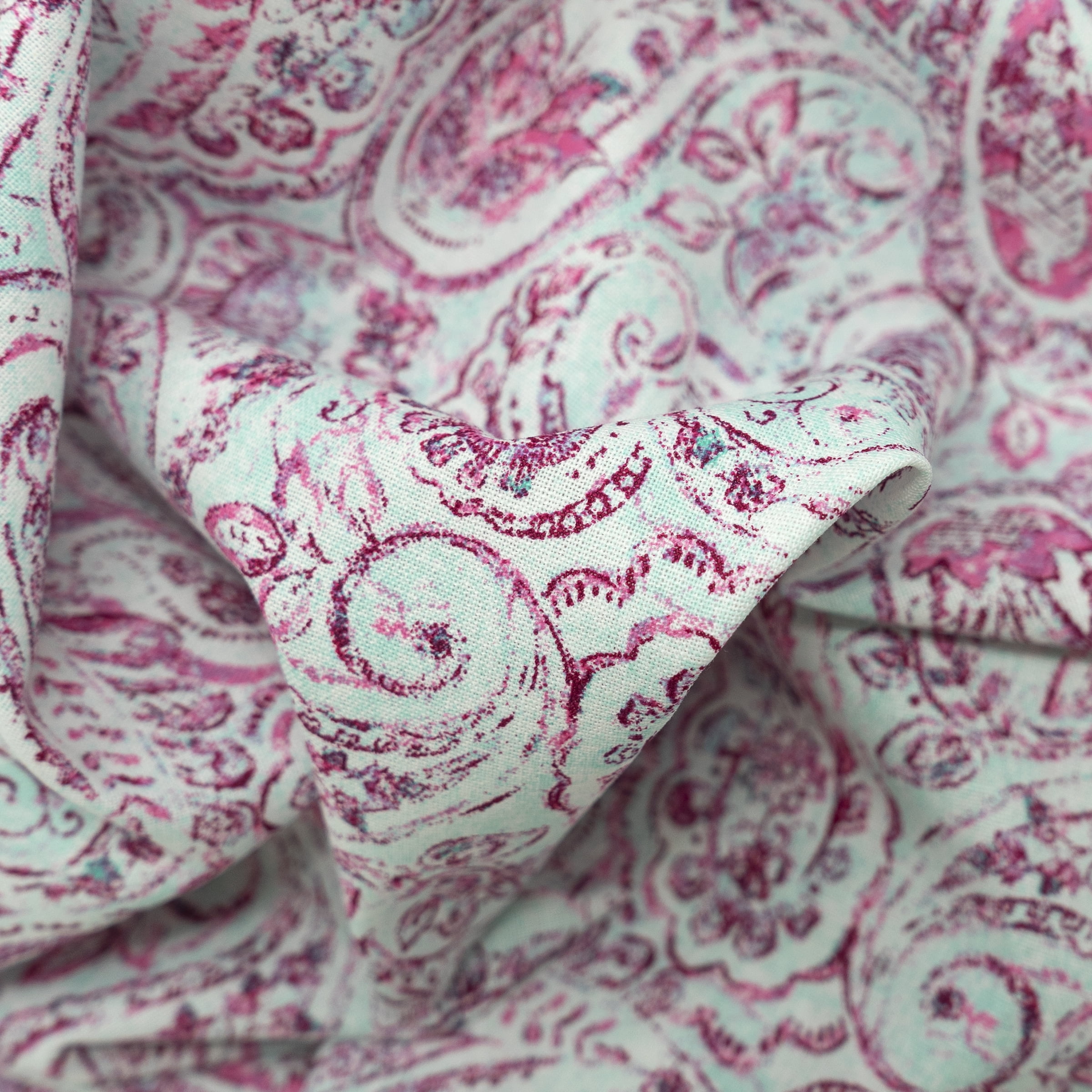 (2 pack) Waverly Inspirations 1 Yard Precut 100% Cotton Prints Fabric Paisley Swirl Magenta 44" Wide for Quilting & Sewing