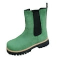 thumbnail image 2 of Bnwani Low Heel Boots Women Fall Winter Fashion Pile Toe Thick Chunky Ankle Versatile Casual Suede Boot Green Size 8.5, 2 of 7