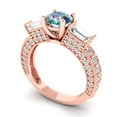 thumbnail image 2 of 2.33 ctw 3 Stone Anniversary Ring for Women | Round Cut Blue Moissanite | Hyperallergenic Solid 18K Rose Gold, 2 of 5