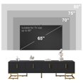 thumbnail image 3 of TUANLUO Television Stand with 4 Doors, TV Console for 80" TVs, TV Cabinet with Adjustable Metal Legs and Shelves, Modern Entertainment Center, TV Stand Furniture for Living Room Bedroom, Black, 3 of 10