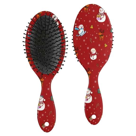 Red Christmas Snowman Pattern Hair Brush,Girls Detangling Hair Brush,Glide Through Tangles with Ease for Wet & Dry Hair,8.8"X2.8"