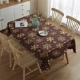 thumbnail image 2 of Brown Christmas Snowflake Pattern Rectangle Tablecloth 60"x84",Waterproof Polyester Rectangle Table Cloth, Wipeable Spillproof Polyester Tablecloth for Dining, Camping, Indoor and Outdoor, 2 of 5