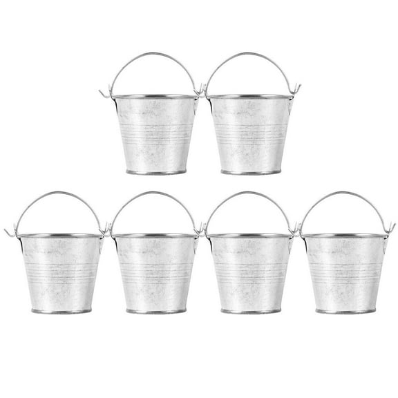 MEIBUTYUP 6-Pack Small Stainless Steel Buckets with Handles, Metal Storage Containers for Candy, Snacks, Party, and Home Decor