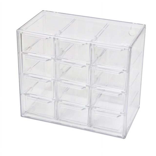 Caja de almacenamiento con cajón transparente a prueba de polvo de seis rejillas, papelería, joyas, cosméticos de 12 rejillas, almacenamiento de escritorio