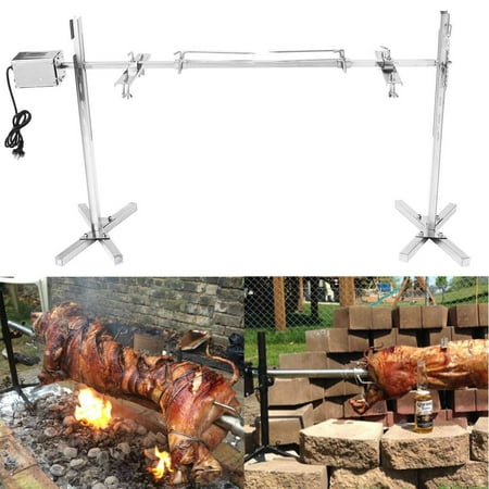 On Clearance Stainless Steel Large Charcoal Grill 150 Ib Capacity Campfire Rotisserie Spit Roaster Rod BBQ Pig Chicken 15W Motor Camping Kit Grill Cookware Outdoor (Best Grilled Barbecue Chicken)