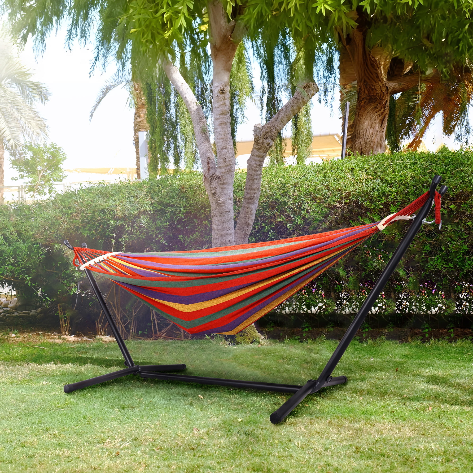 INTRTLOCKINGING TILES Adjustable Hammock Stand, 9 FT Heavy-Duty Steel Frame, 450 LB Capacity, Non-Slip Feet for Indoor and Outdoor Use
